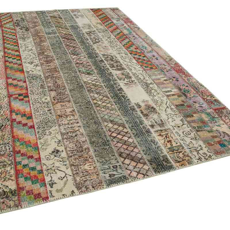 Multicolor Patchwork Hand-Knotted Turkish Rug - 6' 7" x 10'  (79" x 120") - K0051186