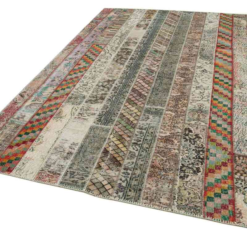 Multicolor Patchwork Hand-Knotted Turkish Rug - 6' 7" x 10'  (79" x 120") - K0051186