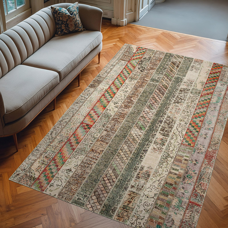 Multicolor Alfombra Turca de Retazos - 201 cm x 305 cm - K0051186