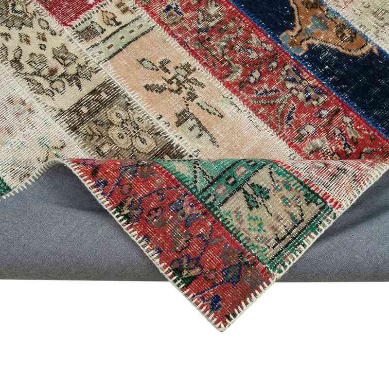 Multicolor, Red Patchwork Hand-Knotted Turkish Rug - 6' 7" x 9' 9" (79" x 117") - K0051187