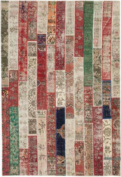 Çok Renkli, Kırmızı Patchwork El Dokuma Halı - 201 cm x 298 cm