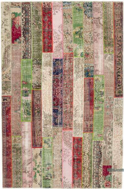 Kırmızı, Çok Renkli Patchwork El Dokuma Halı - 200 cm x 305 cm