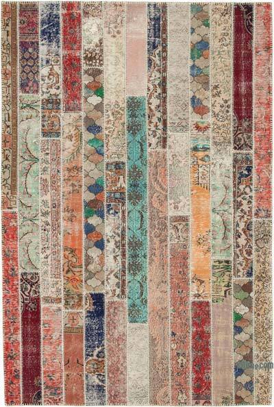 Çok Renkli, Kırmızı Patchwork El Dokuma Halı - 206 cm x 306 cm