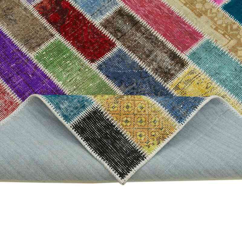 Multicolor Patchwork Hand-Knotted Turkish Rug - 6' 7" x 10' 1" (79" x 121") - K0051201