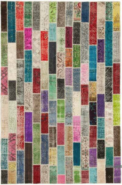 Çok Renkli Boyalı Patchwork Halı - 200 cm x 307 cm