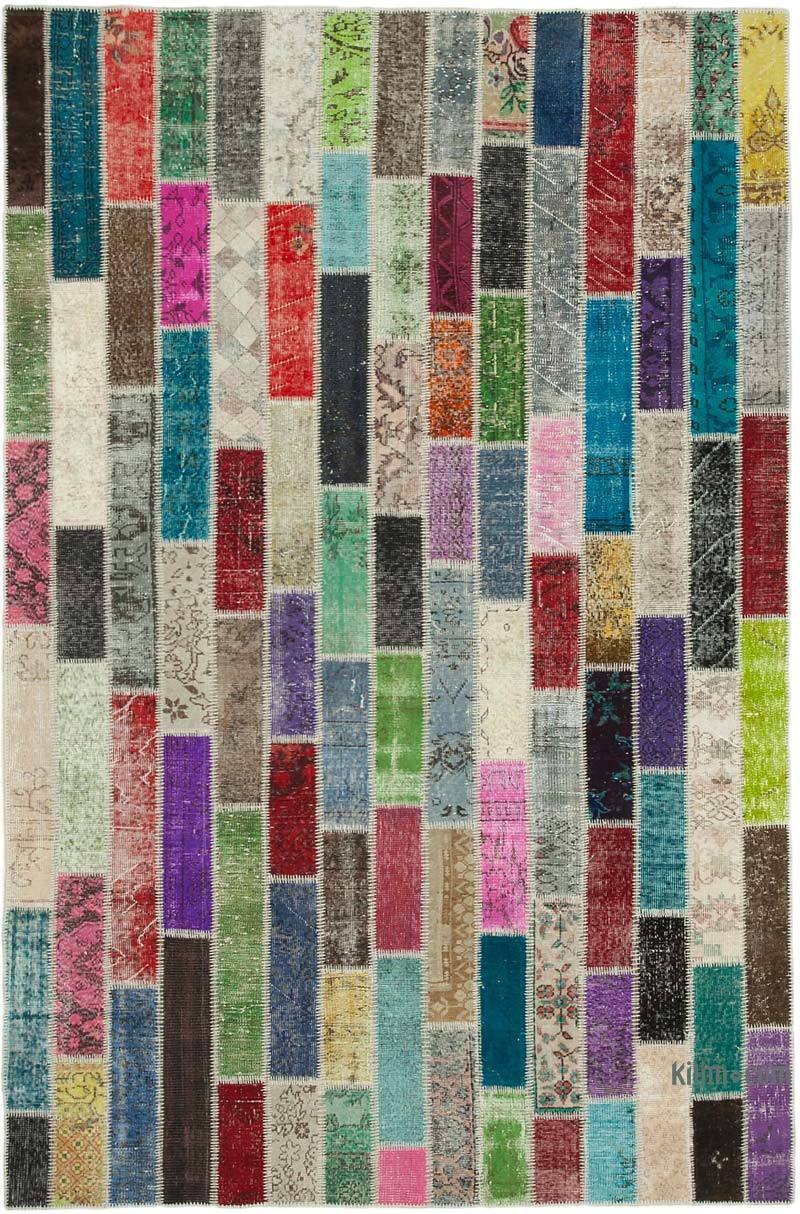 Multicolor Patchwork Hand-Knotted Turkish Rug - 6' 7" x 10' 1" (79" x 121") - K0051201
