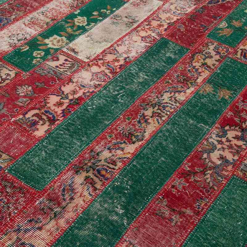 Multicolor, Red Patchwork Hand-Knotted Turkish Rug - 6' 7" x 9' 11" (79" x 119") - K0051209