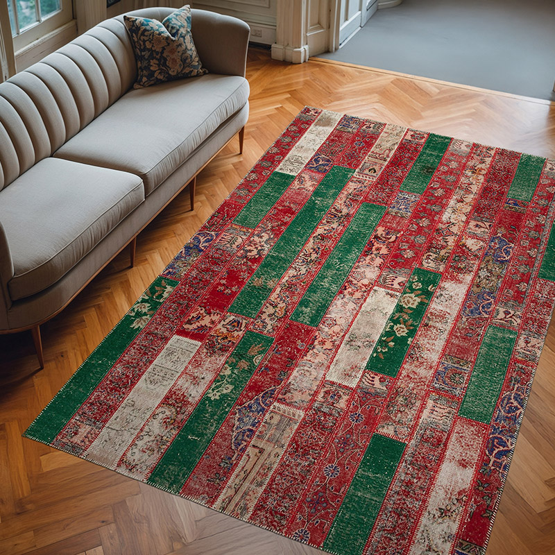 Alfombra De Retazos Turca Sobre-teñida - 200 cm x 301 cm - K0051209