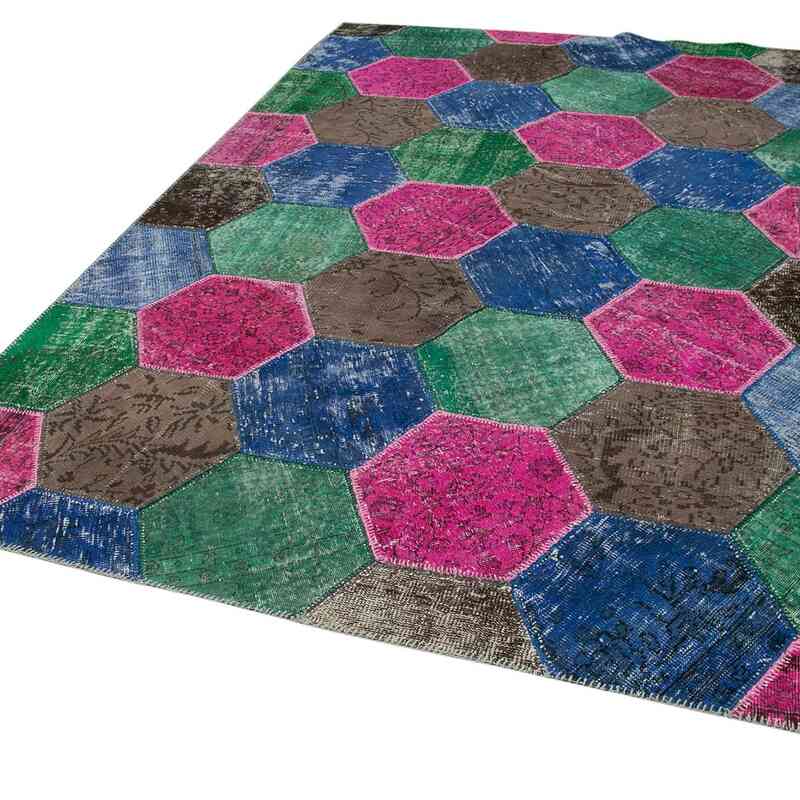 Multicolor Patchwork Hand-Knotted Turkish Rug - 6' 7" x 10' 1" (79" x 121") - K0051210
