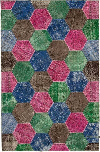 Çok Renkli Boyalı Patchwork Halı - 200 cm x 308 cm