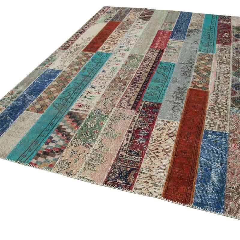 Multicolor Patchwork Hand-Knotted Turkish Rug - 6' 8" x 10'  (80" x 120") - K0051215