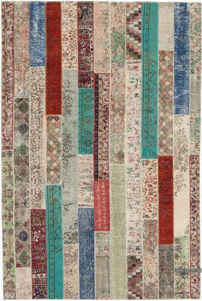 Çok Renkli Patchwork El Dokuma Halı - 203 cm x 305 cm