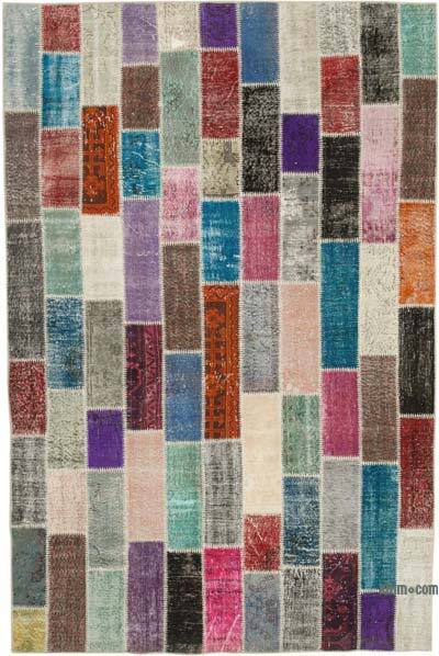 Multicolor Patchwork Hand-Knotted Turkish Rug - 6' 11" x 10' 4" (83" x 124")