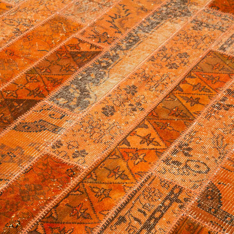 Naranja Alfombra De Retazos Turca Sobre-teñida - 202 cm x 305 cm - K0051218