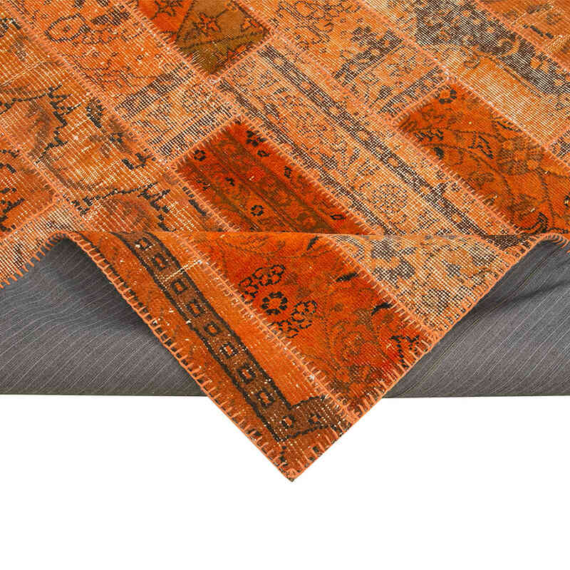 Naranja Alfombra De Retazos Turca Sobre-teñida - 202 cm x 305 cm - K0051218