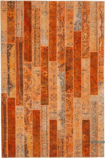 Naranja Alfombra De Retazos Turca Sobre-teñida - 202 cm x 305 cm