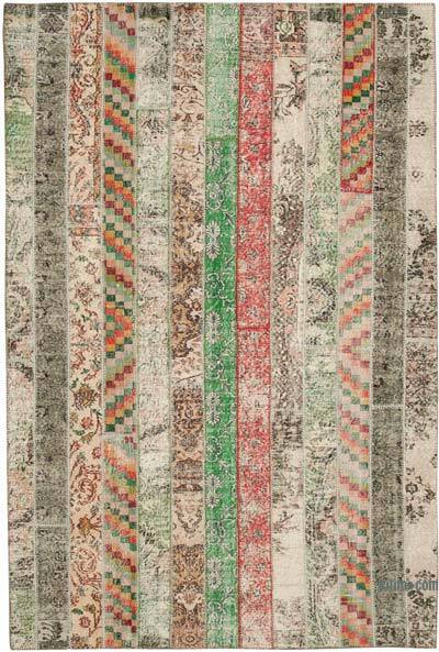 Çok Renkli, Bej Patchwork El Dokuma Halı - 202 cm x 303 cm