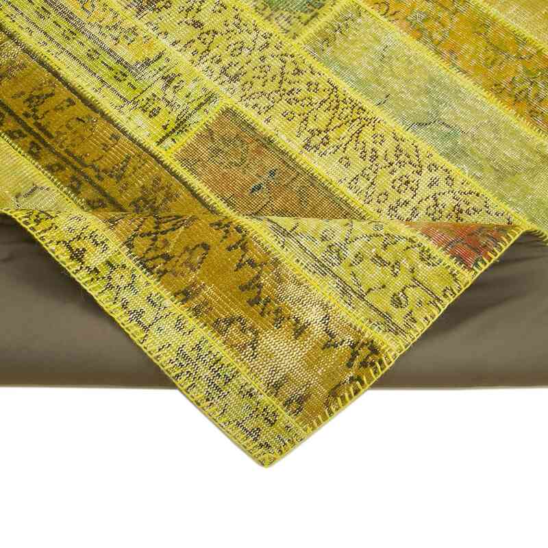 Yellow Patchwork Hand-Knotted Turkish Rug - 8'  x 10' 1" (96" x 121") - K0051225