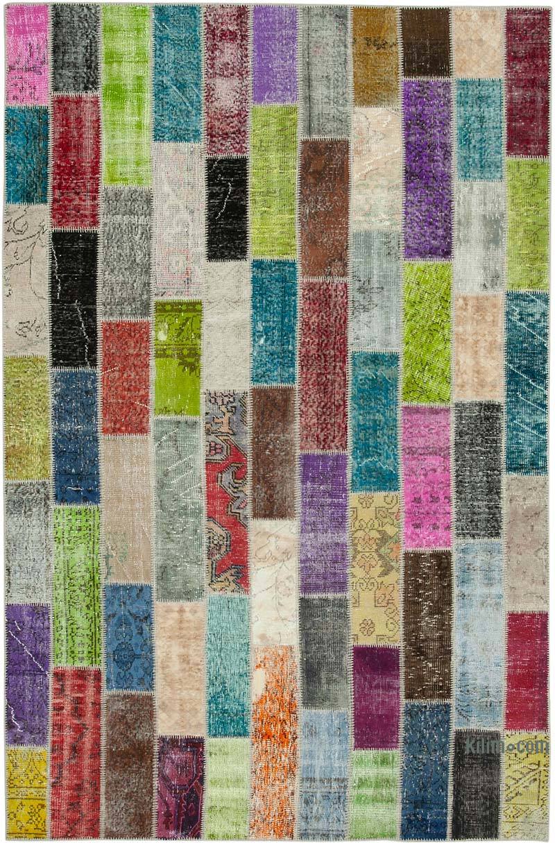 Multicolor Patchwork Hand-Knotted Turkish Rug - 6' 7" x 10'  (79" x 120") - K0051229