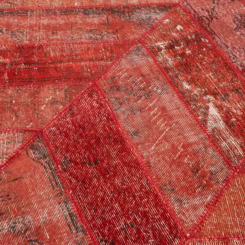 Red Patchwork Hand-Knotted Turkish Rug - 6' 8" x 10'  (80" x 120") - K0051230