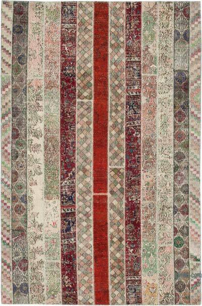 Çok Renkli, Kırmızı Patchwork El Dokuma Halı - 202 cm x 308 cm