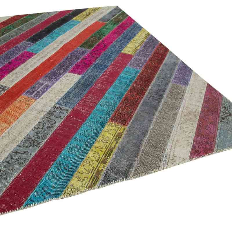 Multicolor Patchwork Hand-Knotted Turkish Rug - 6' 9" x 9' 9" (81" x 117") - K0051237