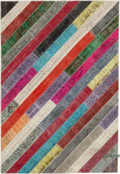 Çok Renkli Boyalı Patchwork Halı - 205 cm x 296 cm