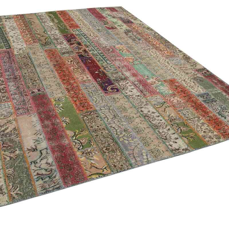 Multicolor, Red Patchwork Hand-Knotted Turkish Rug - 8'  x 10'  (96" x 120") - K0051241