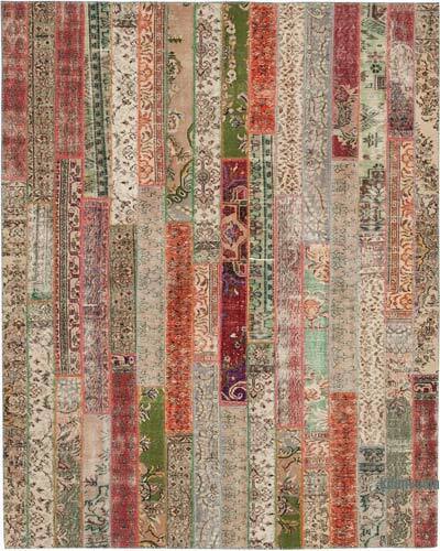 Çok Renkli, Kırmızı Patchwork El Dokuma Halı - 243 cm x 305 cm