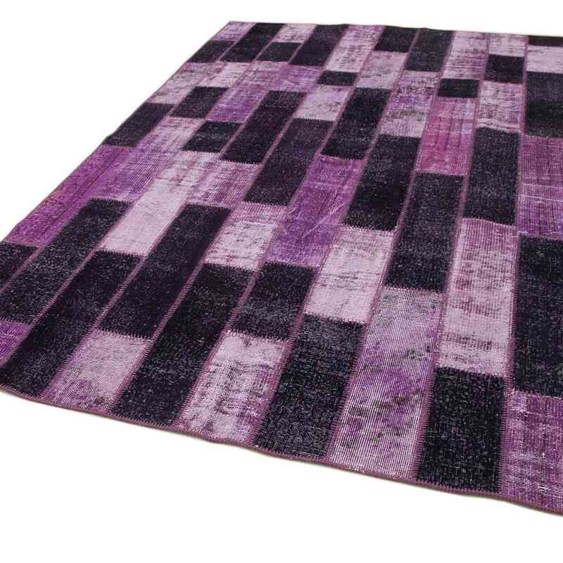 Púrpura Alfombra De Retazos Turca Sobre-teñida - 206 cm x 300 cm - K0051248