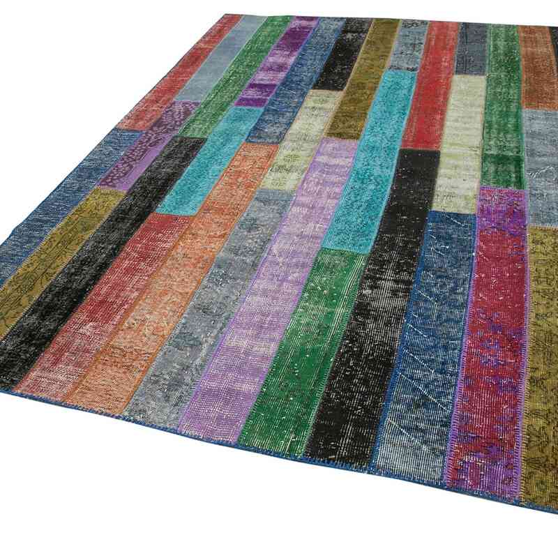 Multicolor Patchwork Hand-Knotted Turkish Rug - 6' 6" x 9' 11" (78" x 119") - K0051251