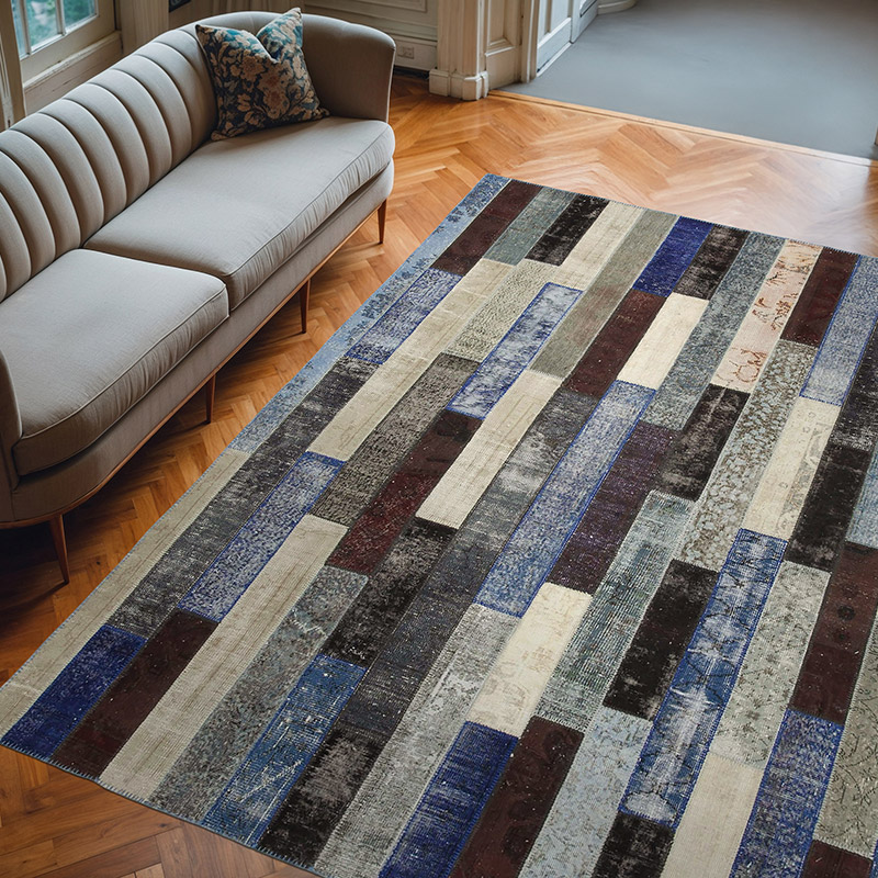 Çok Renkli Boyalı Patchwork Halı - 248 cm x 308 cm - K0051254