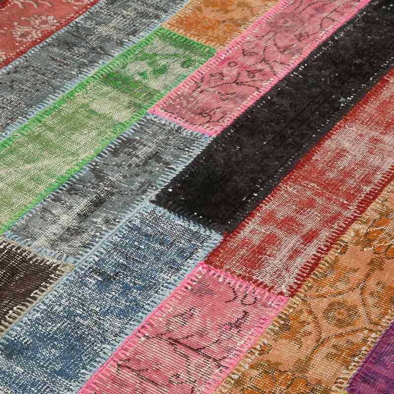 Multicolor Patchwork Hand-Knotted Turkish Rug - 6' 7" x 9' 10" (79" x 118") - K0051255