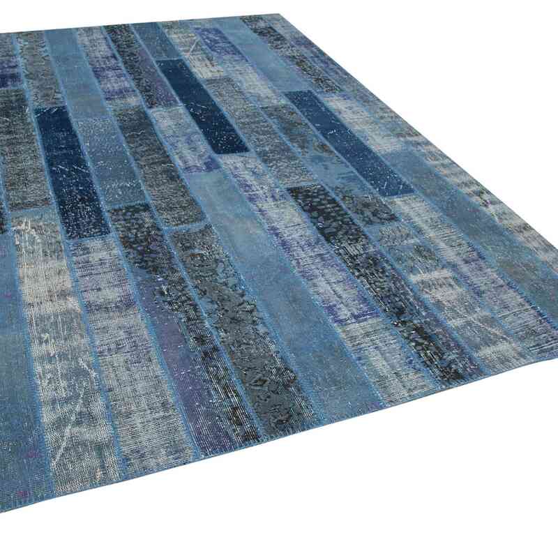 Azul Alfombra De Retazos Turca Sobre-teñida - 205 cm x 305 cm - K0051259