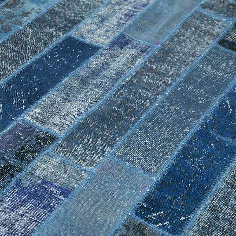 Azul Alfombra De Retazos Turca Sobre-teñida - 205 cm x 305 cm - K0051259