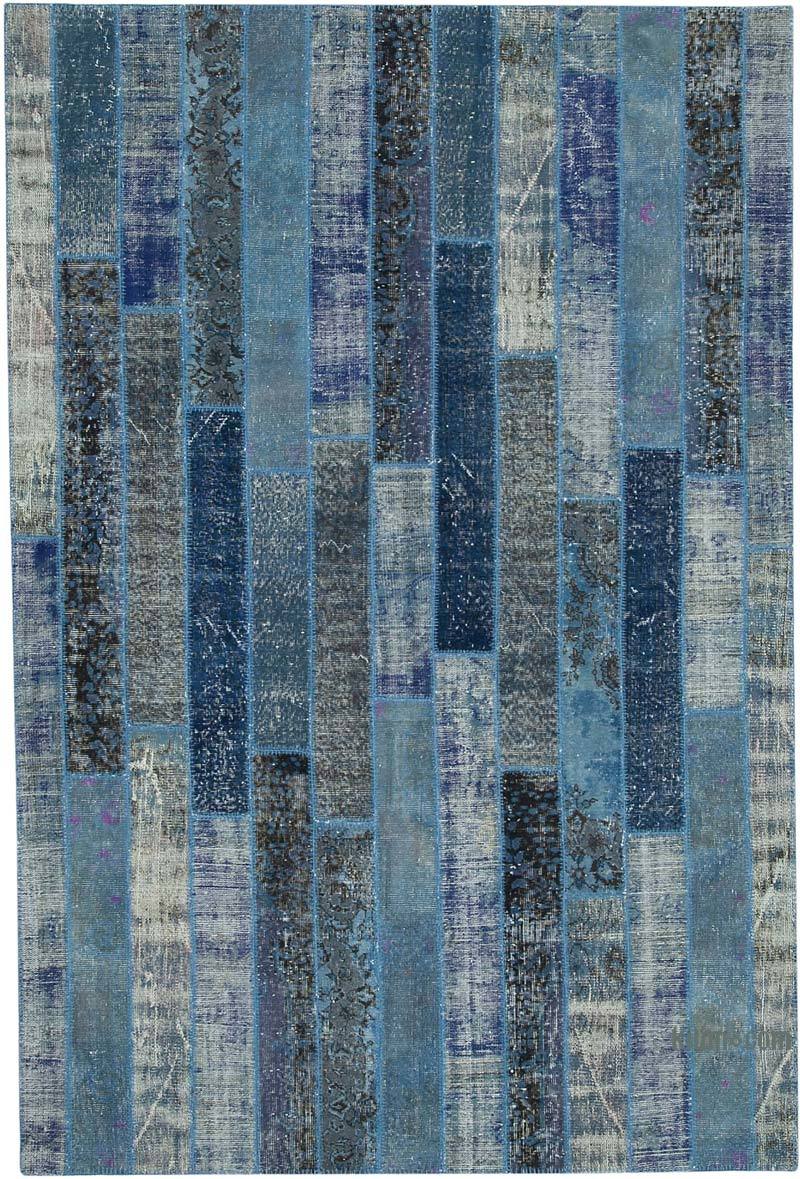 Mavi Boyalı Patchwork Halı - 205 cm x 305 cm - K0051259