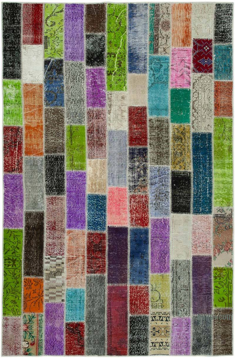 Multicolor Alfombra De Retazos Turca Sobre-teñida - 198 cm x 304 cm - K0051261