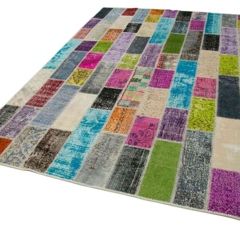 K0051262 Multicolor Patchwork Hand-Knotted Turkish Rug - 6' 7