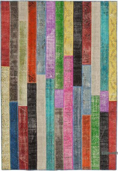 Çok Renkli Boyalı Patchwork Halı - 208 cm x 302 cm