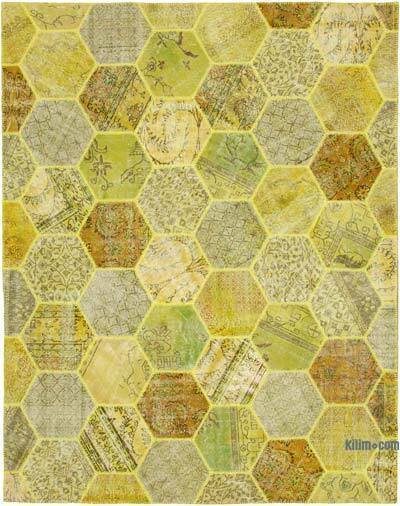 Amarillo Alfombra De Retazos Turca Sobre-teñida - 248 cm x 310 cm