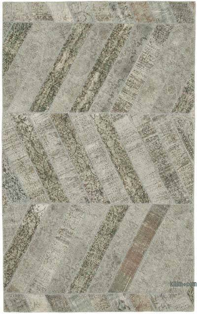 Gri Boyalı Patchwork Halı - 197 cm x 321 cm