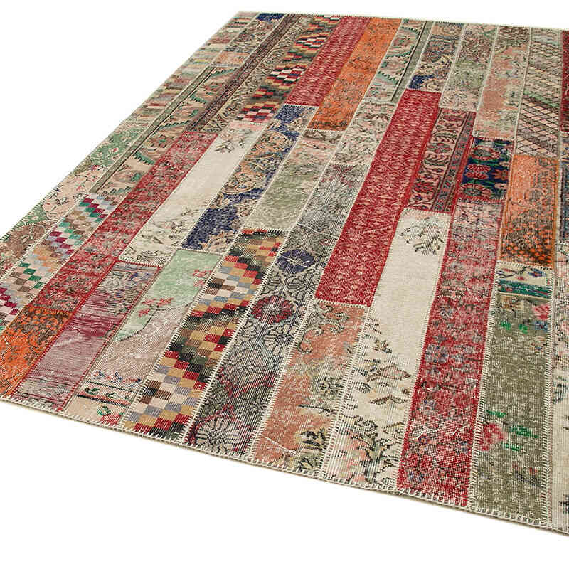 Rojo, Multicolor Alfombra Turca de Retazos - 203 cm x 306 cm - K0051272