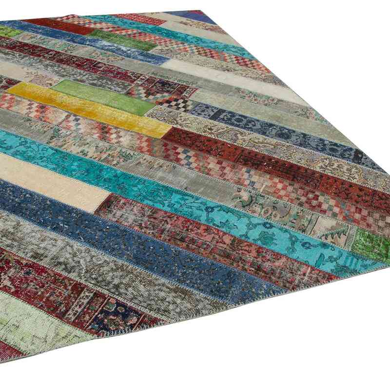 Multicolor Patchwork Hand-Knotted Turkish Rug - 6' 8" x 10'  (80" x 120") - K0051273