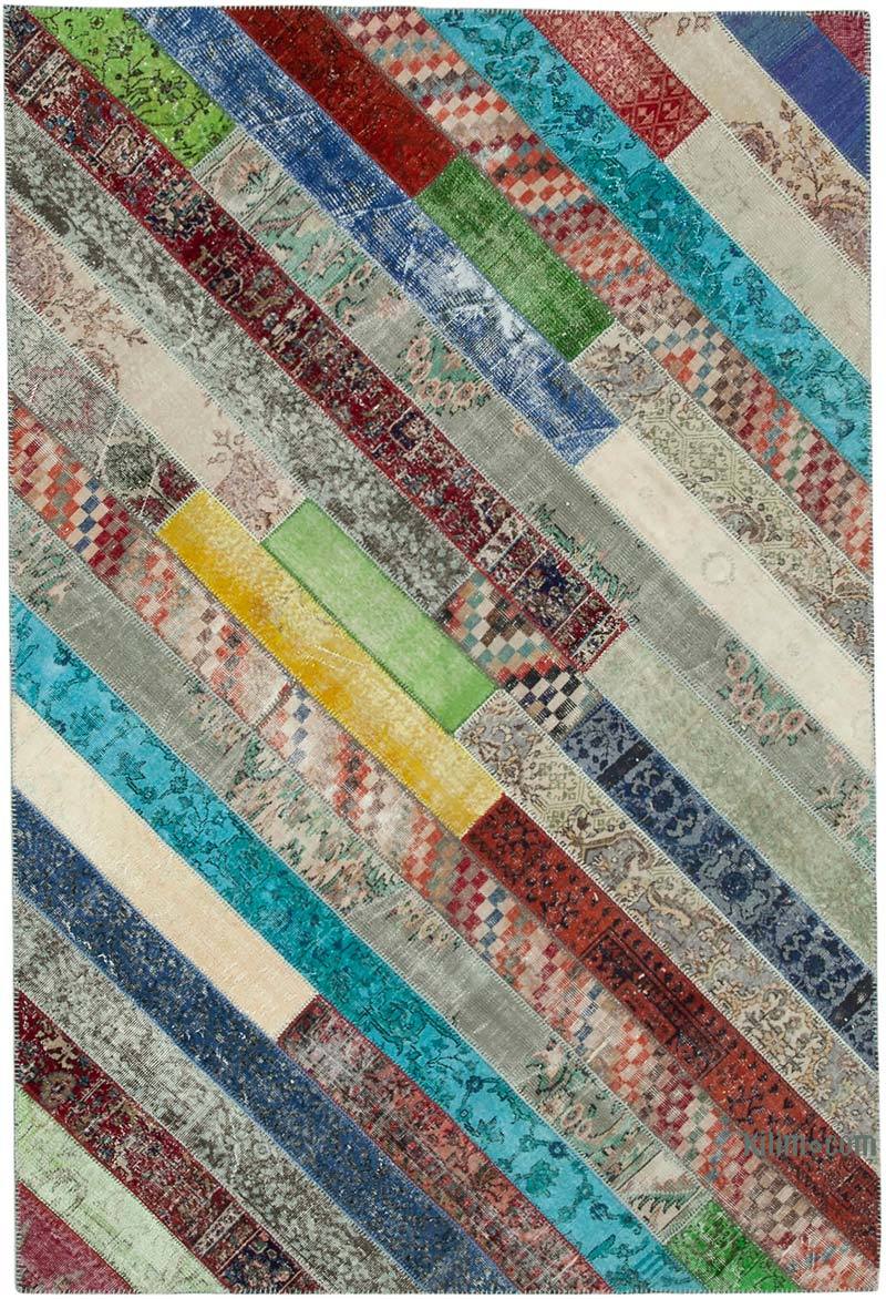 Multicolor Patchwork Hand-Knotted Turkish Rug - 6' 8" x 10'  (80" x 120") - K0051273