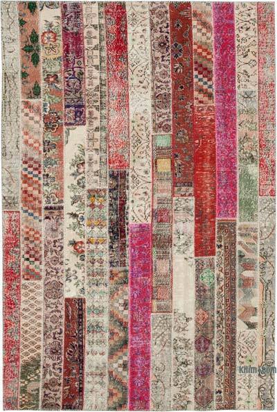 Patchwork sold rug, turkish rug, vintage rug , runner rug Free Shipping 2.6 x 10 ft pink color rug , rainbow rug , handknotted wool rug MB8065