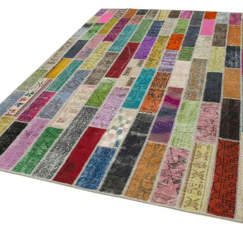 Multicolor Patchwork Hand-Knotted Turkish Rug - 6' 11" x 10'  (83" x 120") - K0051285