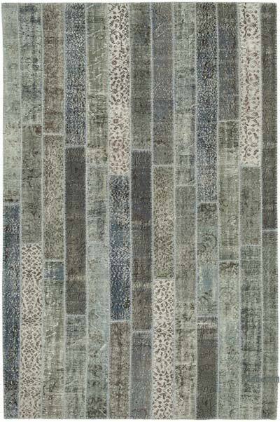Gris Alfombra De Retazos Turca Sobre-teñida - 203 cm x 304 cm