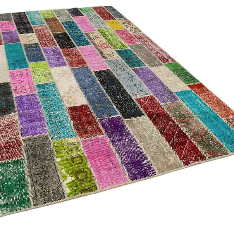 Multicolor Alfombra De Retazos Turca Sobre-teñida - 195 cm x 304 cm - K0051288