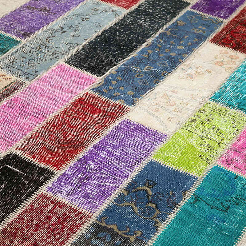 Multicolor Alfombra De Retazos Turca Sobre-teñida - 195 cm x 304 cm - K0051288