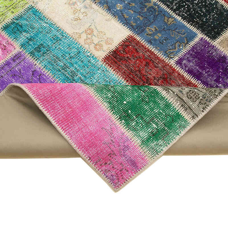 Multicolor Alfombra De Retazos Turca Sobre-teñida - 195 cm x 304 cm - K0051288